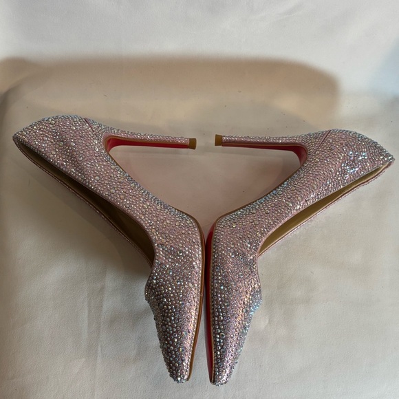 PUMPS Sz 37 Pink Glitter High Heels Pointy Designer Inspired Red Outsole - Picture 3 of 6